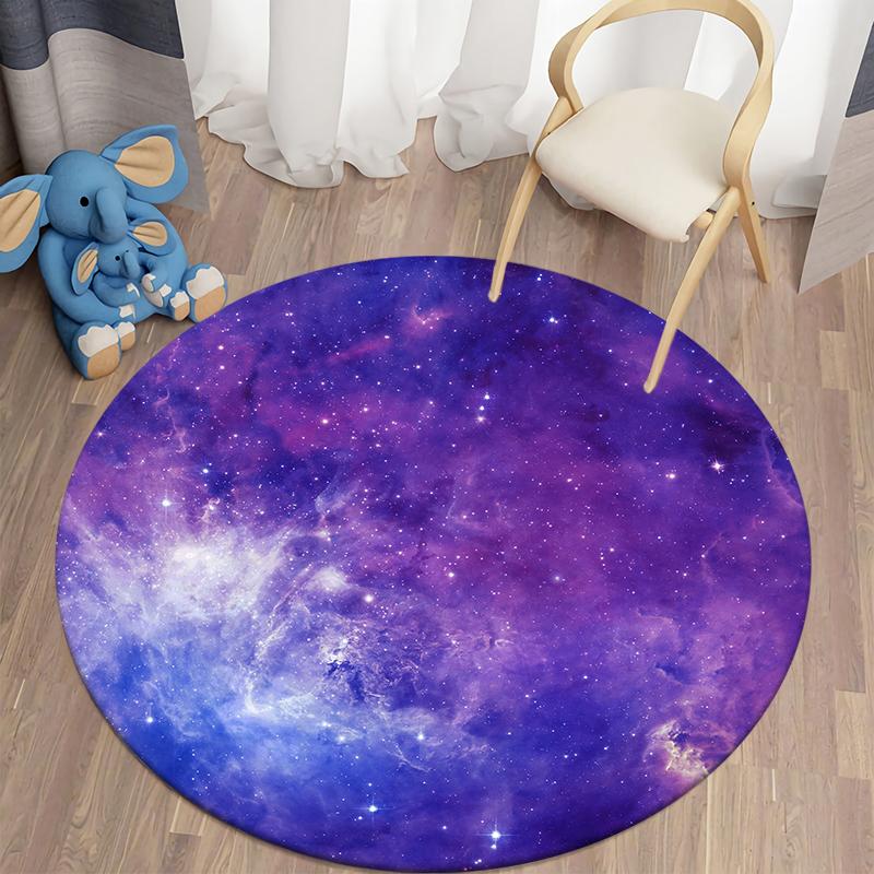 Круглый коврик Galaxy Space, психоделические фиолетовые 3D круглые ковры для детской комнаты, коврики для гостиной, коврик для спальни, коврик для спальни