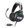 USB Gaming Headset for PC Surround Sound Wired Headphones with Colorful LED Light Computer