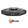 3 In 1 Out Audio Video RCA Splitter Black Switch Selector with AV Cable for DVD VCD VCR