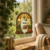 Indoor Outdoor Suncatcher Halloween Ghost Reading Sun Catcher, Stained Glass Style Window Hanging Decoration Ornament, Cute for Home Garden