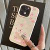 Крутой чехол для телефона с узором из кожи личи «Цветок Персика» для iPhone 17 16e 16 15 14 13 12 Air Pro Max Plus X XR XSMax