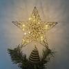 10-inch Light-up Wrought Iron Star Tree Topper - Luminous Glitter Christmas Decoration