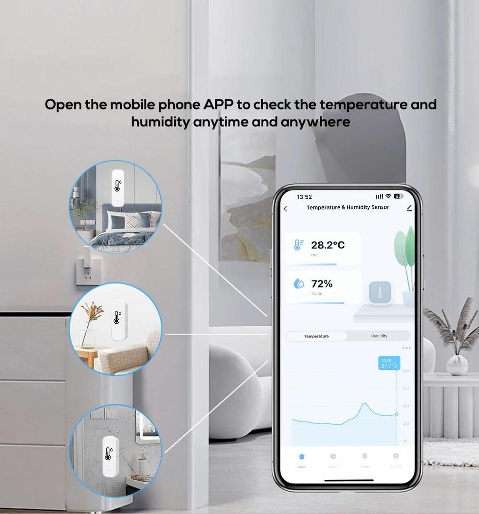 Tuya Wireless Smart WiFi Temperature and Humidity Sensor