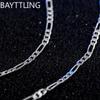4mm 925 Sterling Silver Wide Figaro Necklace 3:1 Chain Hip Hop Necklace Side Chain Unisex Fashion Charm Jewelry Gift