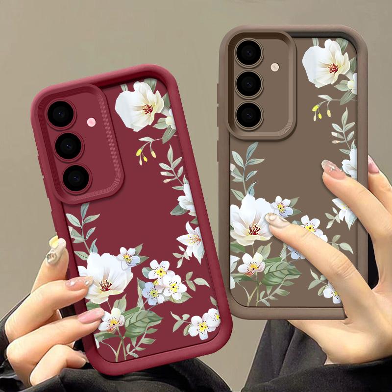 Чехол с цветами для Samsung Galaxy S25 Edge S24 S23 S22 S21 Ultra Plus S25 FE A17 A55 A54 A53 A56 A36 A15 A16 A25 A34 5G Мягкий чехол