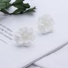 Bohemian Jewelry Inlay Beads Big White Flower Simulated Pearl Camellia Stud Earrings