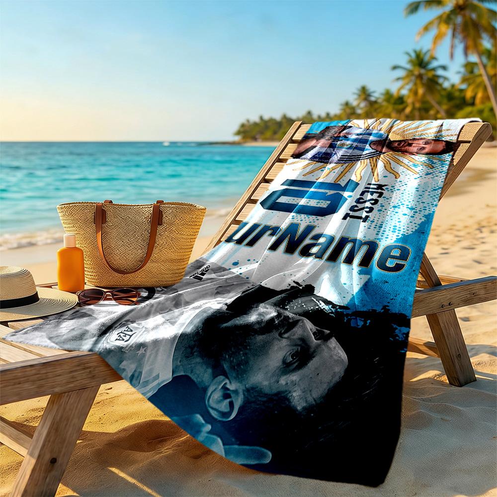 Messi Customize Your Name Beach Towel Super Soft Microfiber Quickdry Fabric Suitable for Swimming Gym Camping Yoga Vacation