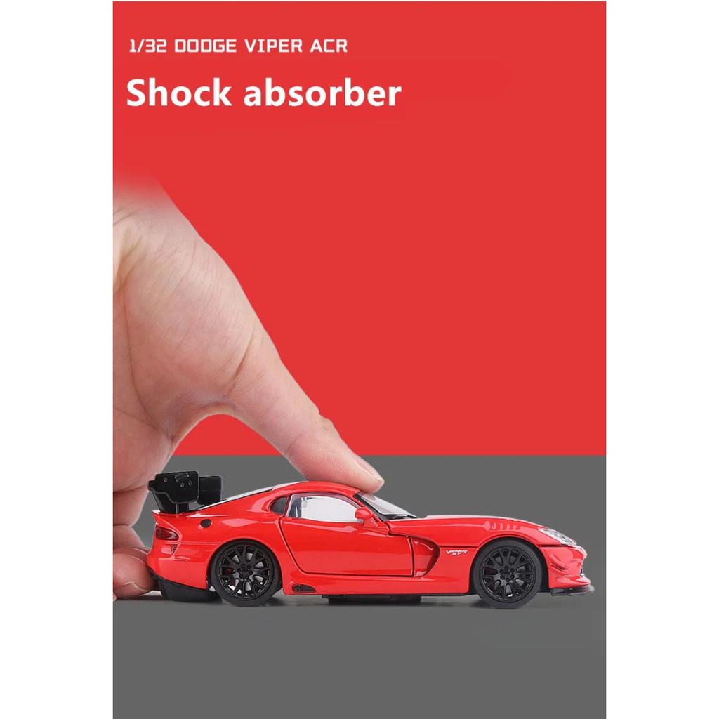 1/32 Dodge Viper ACR SRT Модель спортивного автомобиля из сплава Литые и игрушечные металлические транспортные средства Модель автомобиля Симуляция Звук и свет Игрушка Подарок