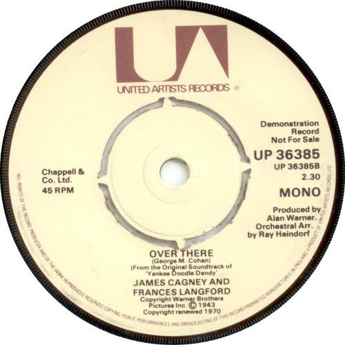 7-дюймовая пластинка JAMES CAGNEY Yankee Doodle Boy UP36385 United Artists 1978 Великобритания Саундтреки Мюзиклы Б/у