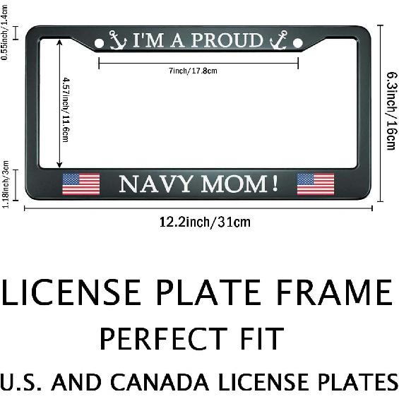 Smooffly I'M A Proud Navy Mom American Flag Texas License Plate Frame Car Tag Frame License Plate Holder Car Plate Frame Auto Tags 2 Holes Screws