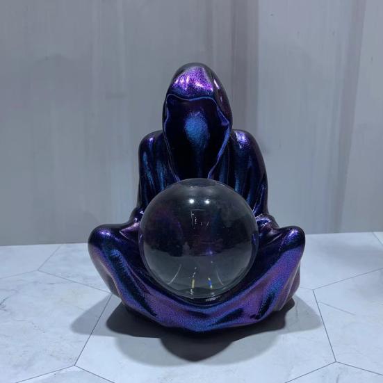 Статуя Мрачного Жнеца Готический Подставка для Хрустального Шара Декор Книжной Полки Таинственная Жуткая Скульптура в Мантии Волшебника для Хэллоуина Домашний Декор