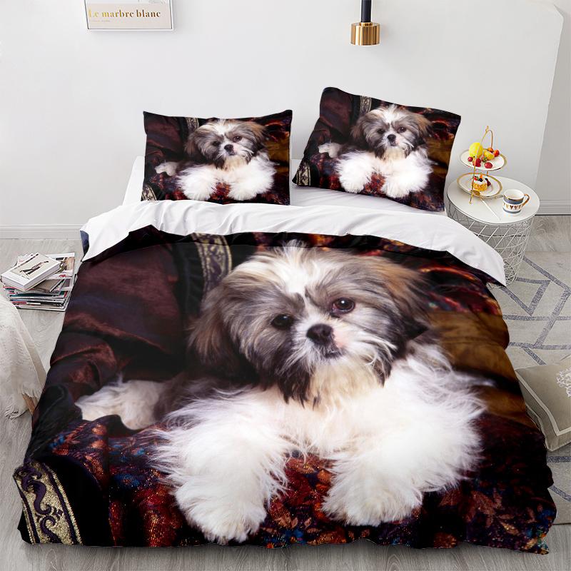 Комплект постельного белья с 3D узором для домашних животных, пододеяльник для собаки, 2/3, ткань из микрофибры, AU/EU/US/UK/DE, полный размер, мягкий быстросохнущий домашний костюм