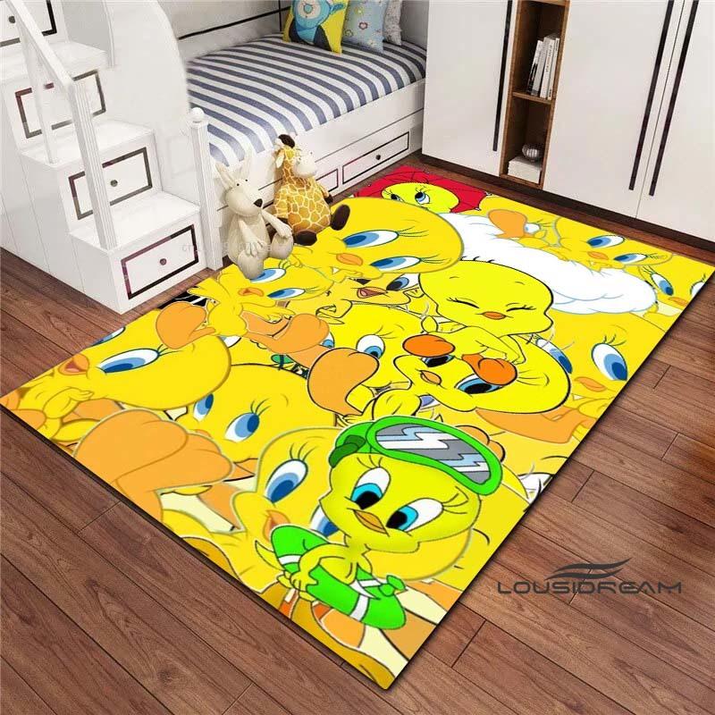 3D printed cartoon TweetyBird rug, suitable for living rooms, bedrooms, sofas, balconies, gardens, etc. Large-sized decorativ