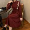 Elegant European Corduroy Long Dress for Women: Heavy-Duty, Fashionable Style for Spring, Autumn, and Winter.