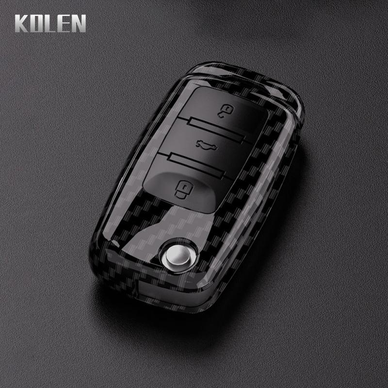 ABS Чехол для ключа автомобиля из углеродного волокна для VW Volkswagen Polo Golf Passat Beetle Tiguan Seat Leon Altea Skoda Octavia Kodiaq