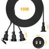 HITRENDS 10m Extension Cord, 3-Way Splitter, Waterproof and Rainproof Power Strip, Power Cord Extension Cable for Outdoor Use, Includes Rainproof
