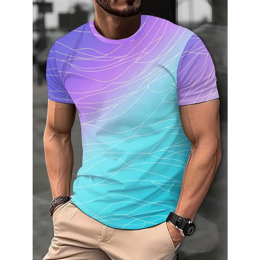Letters Men's T-shirt 3D Printed Tees Male Simple Gradient Fashion Trend Short Sleeve T Shirts Casual Summer Clothing