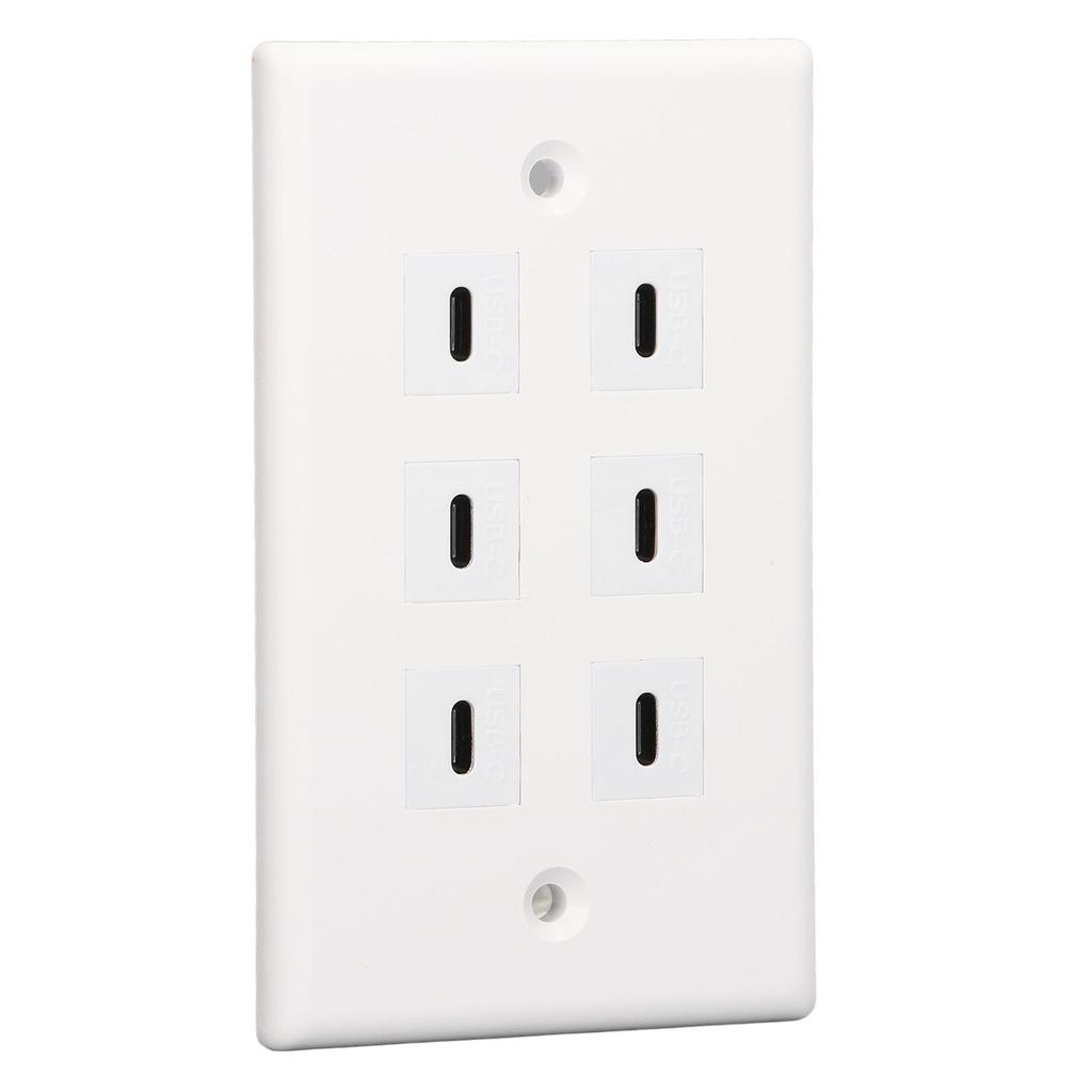 6 Port USB Receptacle Outlet Type C USB Outlet Wall Wide Applicability USB Outlet Plug for Business Office