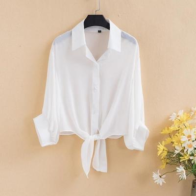 Стильная шифоновая блузка, классический дизайн на одной пуговице, свободный спущенный плечевой шов, универсальный стиль для весны и осени, шифоновые рубашки