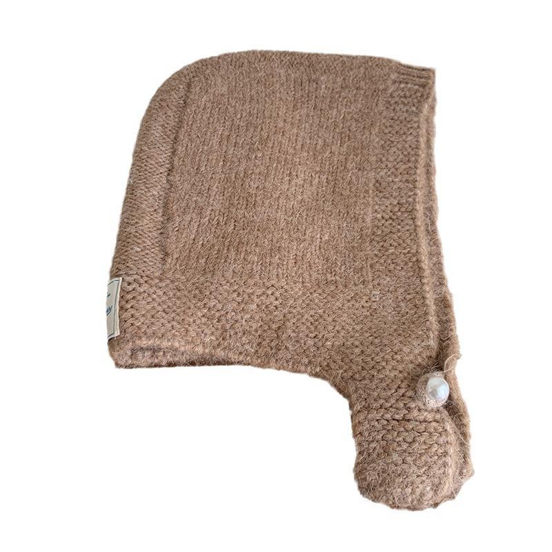 Новогодний красный шарф-шапка Цельный женский зимний в корейском стиле Теплая вязаная шерстяная шапка Защищающая уши балаклава