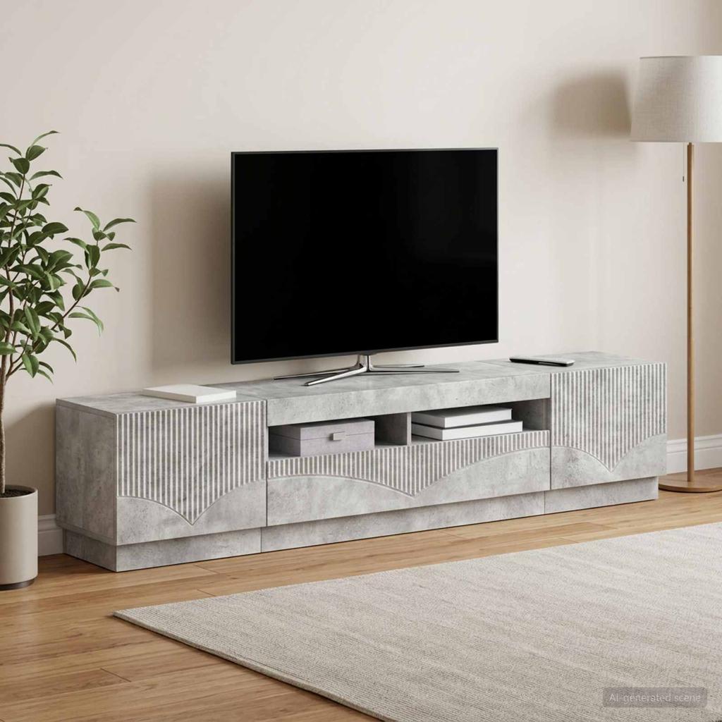 LED TV Schrank HOORN 3 stk. Betongrau Holzwerkstoff