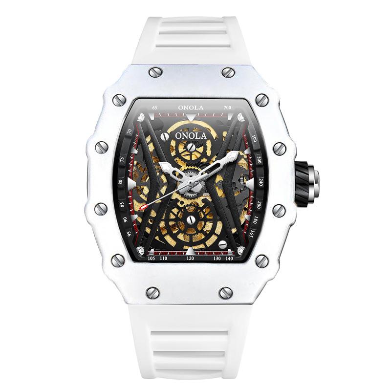 Модные спортивные полностью автоматические механические часы мужские водонепроницаемые часы с силиконовым ремешком