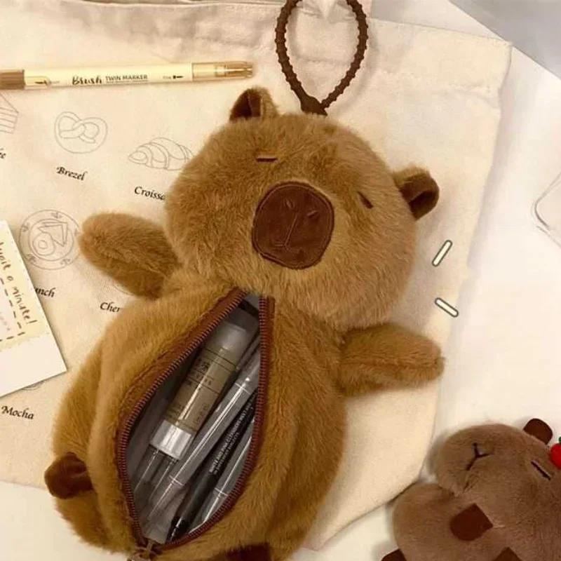 1 шт. Милый пушистый пенал Capybara Kawaii мультяшный животное аниме Capybara пенал большой емкости сумка для хранения канцелярских принадлежностей
