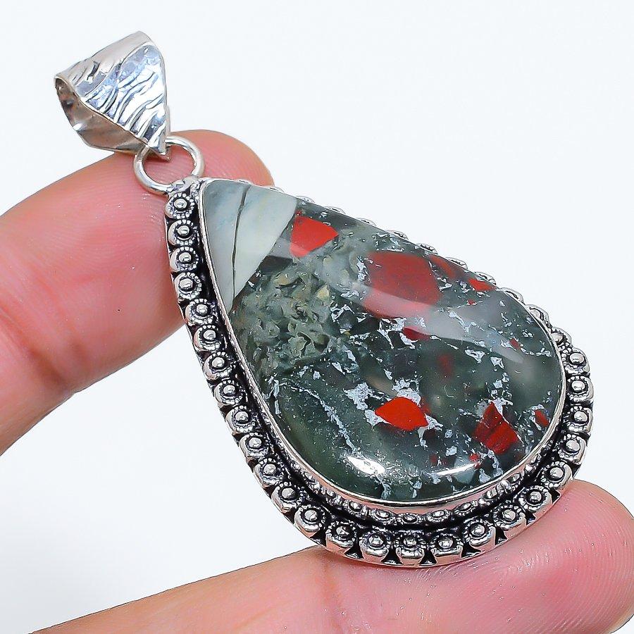 Boulder Opal Gemstone Handmade 925 Sterling Silver Jewelry Pendant 2.29" SU-10695