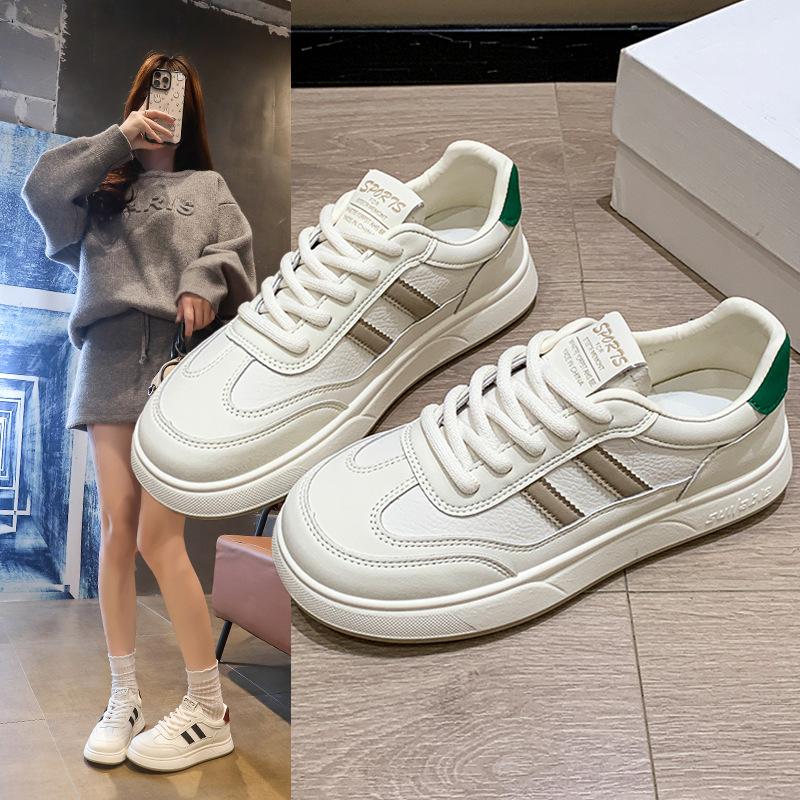 Первый слой коровьей кожи~ женские туфли на толстой подошве из натуральной кожи на осень, новые повседневные спортивные одинарные туфли, женские кеды