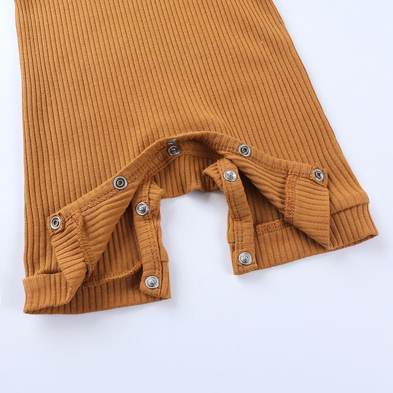 Летний комбинезон для новорожденных, однотонная детская одежда, комбинезон для девочек, хлопковый комбинезон с короткими рукавами и круглым вырезом для маленьких мальчиков, комбинезон