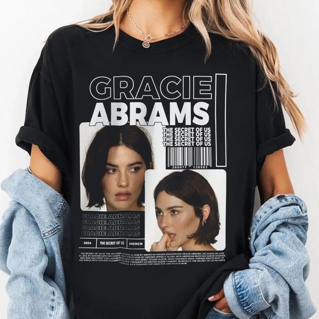 Gracie Abrams The Secret Of Us Album 2026retro Newspaper Collage Music Fan Short Sleeve Tee Shirt