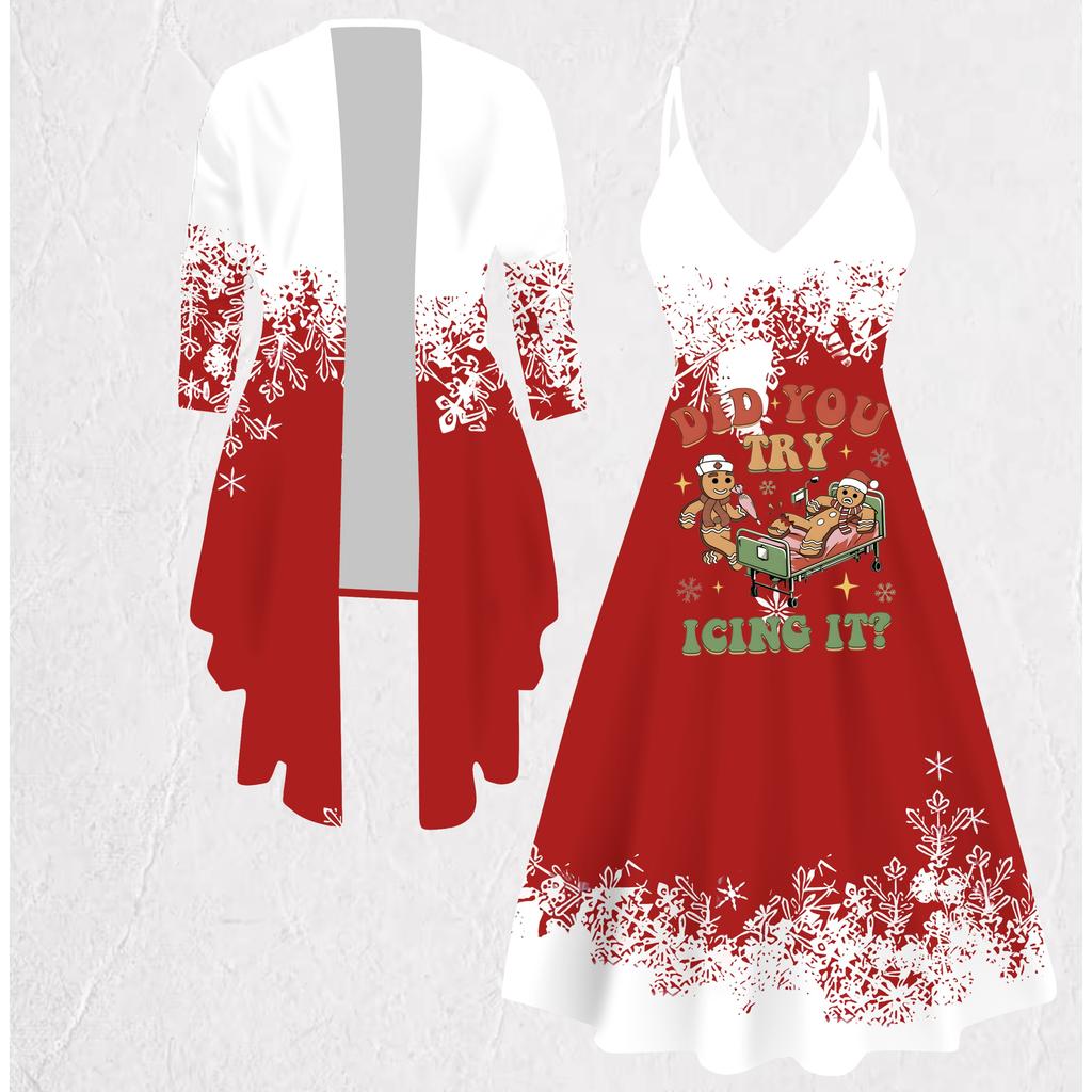 Комплект 3D платья и пальто с рождественским принтом для Дня святого Валентина, эксцентричный классический тотемный модный принт, подходит для различных модных стилей