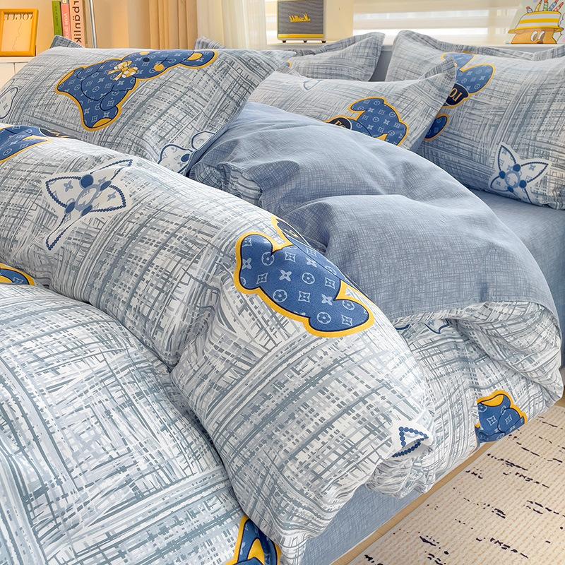 Thickened Skin-friendly Cotton Sheets Four-piece Quilt Cover Twill Sheets Cartoon Dormitory Three-piece Set