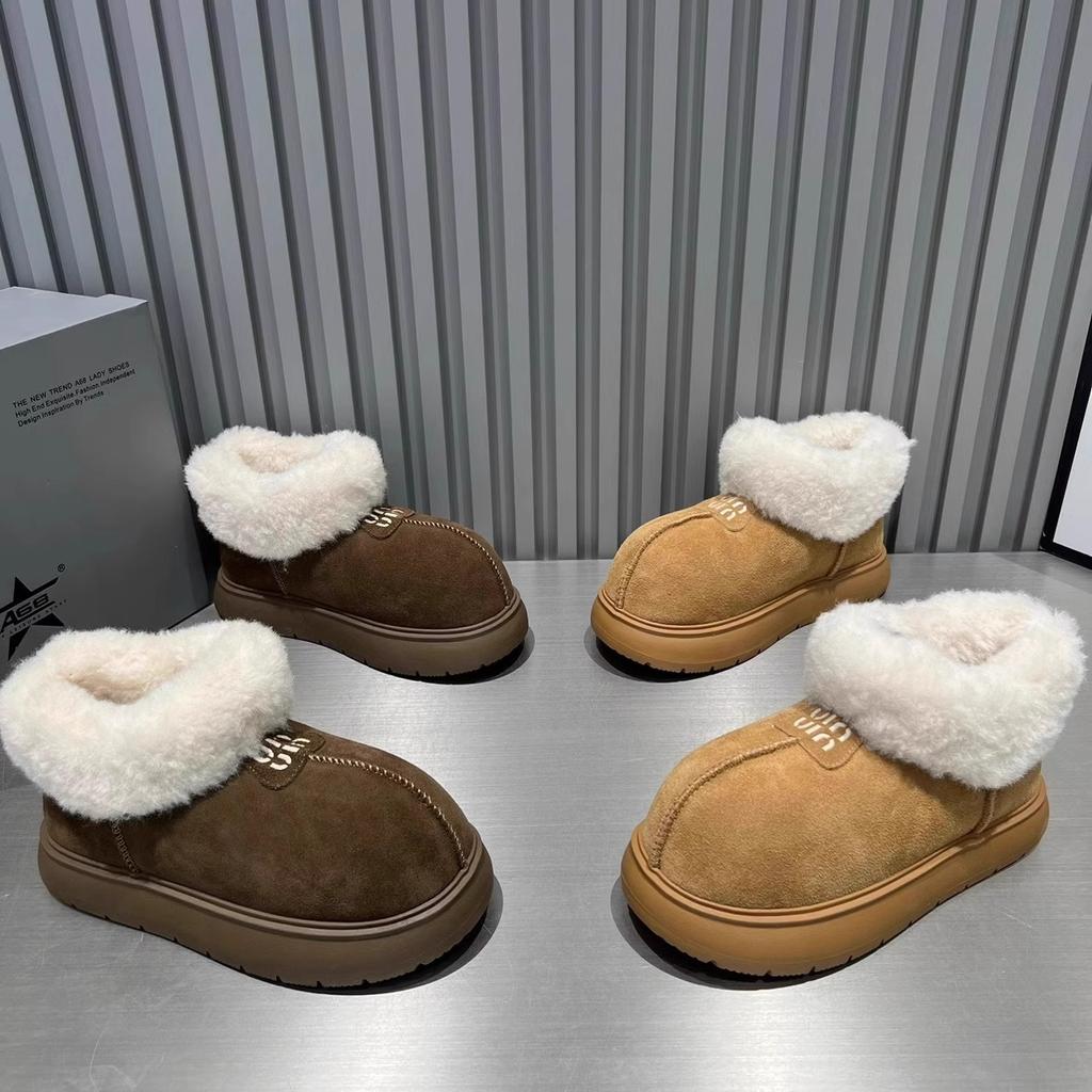 Big Head Snow Boots Thick Sole 2024 Winter New Northeast Velvet Thickened Warm Shoes Big Cotton Shoes Snow Cotton Winter Shoes