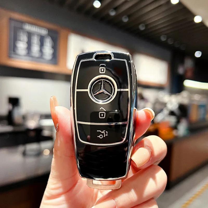 Чехол для автомобильного ключа из ТПУ, чехол-брелок для Mercedes Benz C260L A200L E200L E300L GLC260L, аксессуары, держатель для брелка