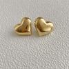 Minimalist Gold  Color Smooth Love Heart Stud Earrings For Women Trendy Elegant Wedding Bride Jewelry Gift
