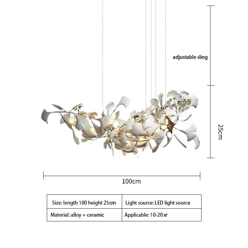 Современные креативные светодиодные фарфоровые люстры гинкго, лампа для украшения дома в гостиной отеля, скандинавские люстры для ресторана, арт-острова