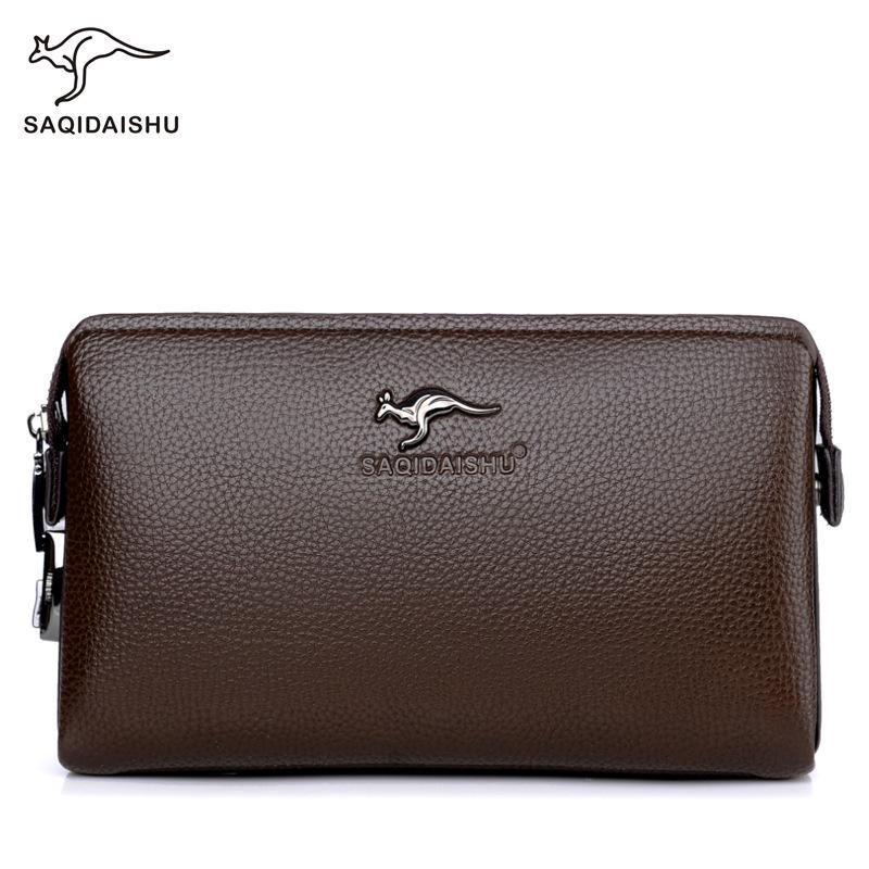 Saqi Kangaroo Men's Waterproof PU Business Clutch Bag - Casual Travel Handheld Bag