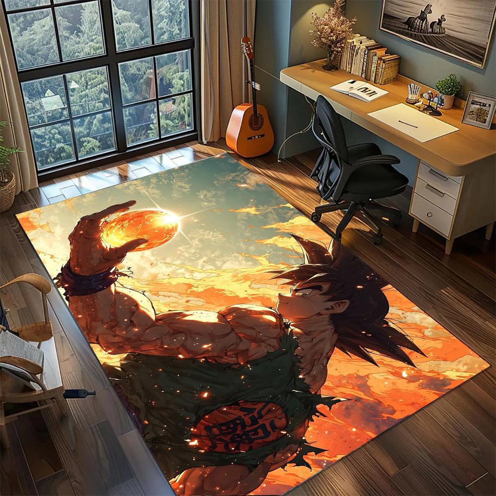 Goku Washable Interior Carpet Rug, Non Slip Large Area Floor Mat Bedroom Gamer Room Decor.-TING