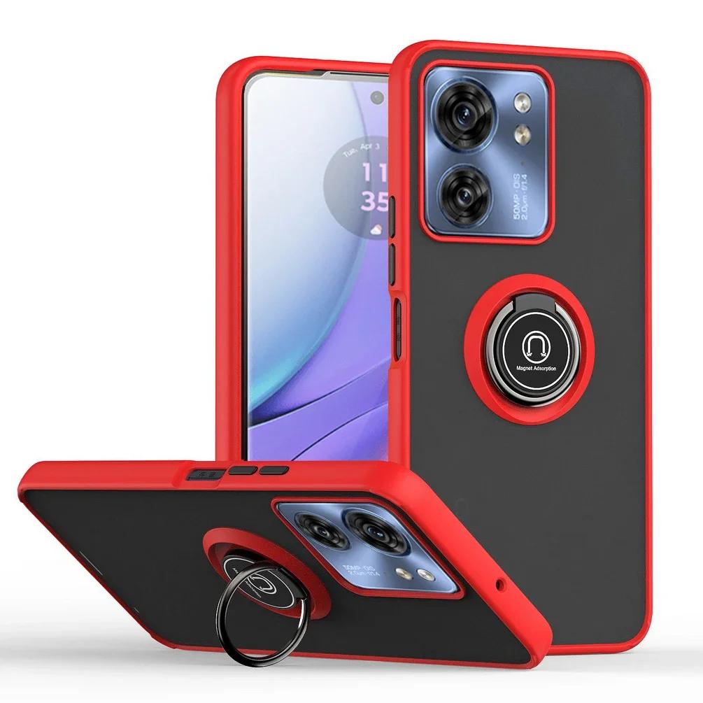 Вращающийся держатель Кольцо Магнитный чехол для Moto Edge 40 Neo 30 Fusion Neo Ultra G72 G84 G54 G14 G52 G60 G 60S G13 G23 Матовый чехол