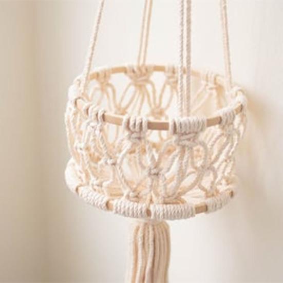 Hanging Basket Exquisite Hollow Woven Cotton Rope Handmade Storage Flowerpot Net Plant Hanger for Home