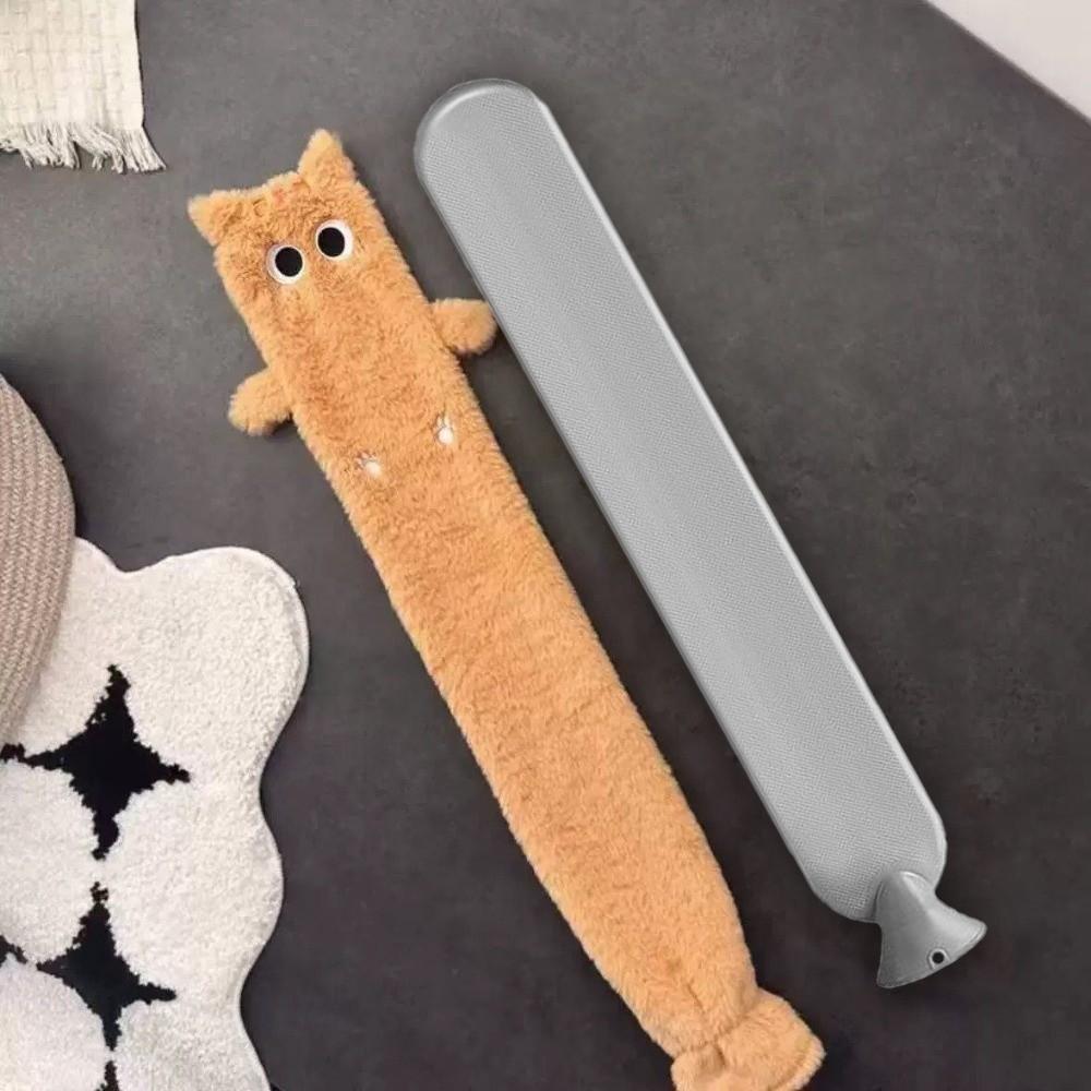 1500ML 75cm Long Plush Hot Water Bag Water-Filled Cat Shaped Hot Water Bottle Winter Season