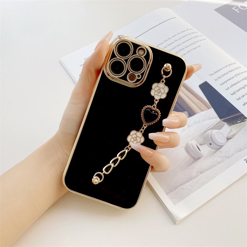 Мягкий силиконовый чехол для телефона Honor 9X 90 X6A X8B Redmi 12 13C 14C Note10 Note13 Note 14 Poco C65 C75 с браслетом Flower Love Gem Covers