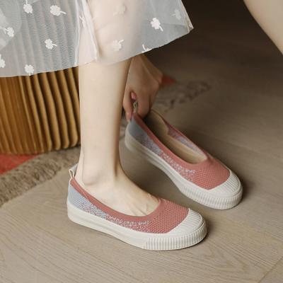 Новые туфли-лодочки повседневные и удобные женские туфли с мелким вырезом, вязаные туфли-лодочки на одной педали