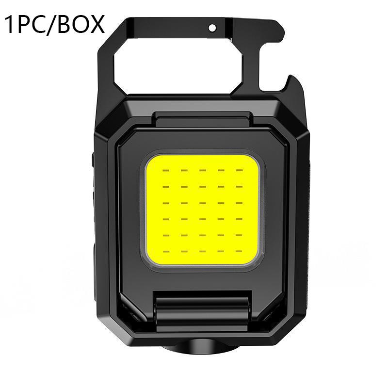 COB Keychain Work Light with Dual Light Source 5Mode Rechargeable High Lumens Portable LED Light for Camping Hiking Running
