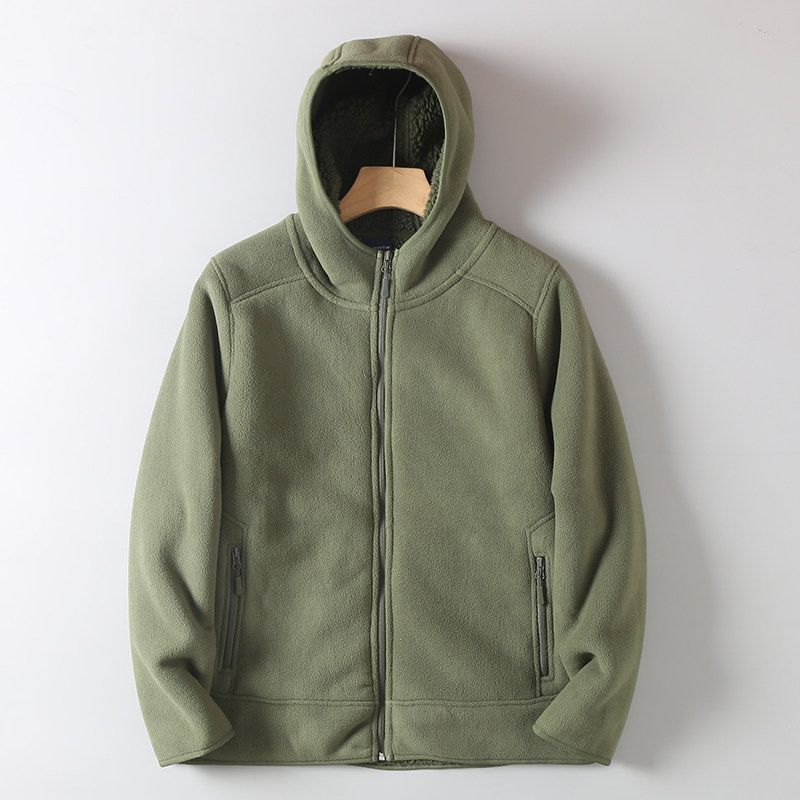 Export High Cost Performance Japanese Style Double-Sided Polar Fleece Thermal Fall and Winter Outdoor Thick Casual Hooded Jacket Outwear Men