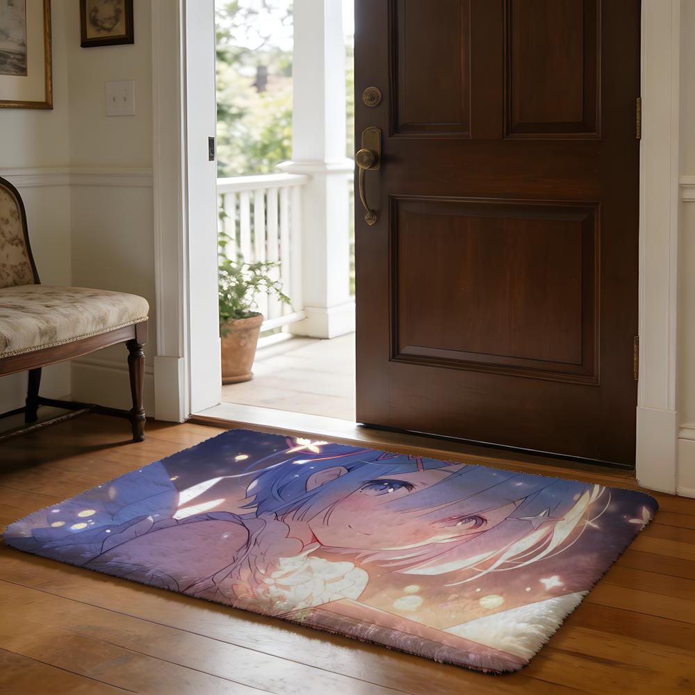 Floor Mat Soft Flannel Rug Non Slip Absorbent Mat for Bathroom Bedroom Home Decor Anime RE ZERO Hanging Bohemian