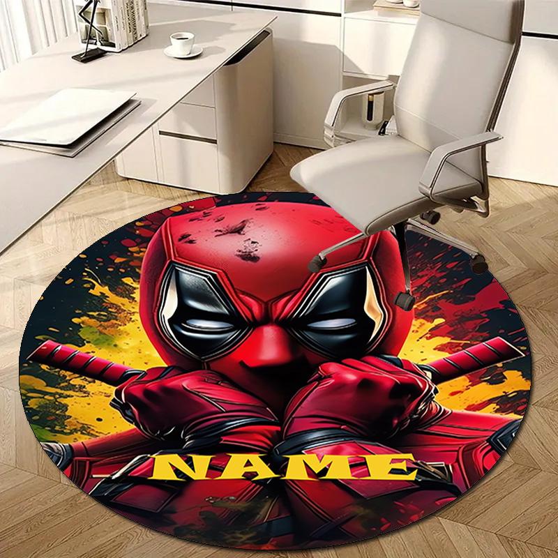 Personalized D-Deadpool Round Chair Office Rug - Perfect for Mat, Office Chair & More - Ideal Gift for Birthdays and Holidays