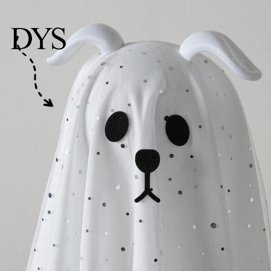 Haunted House Party Supplies 3 Pcs Lighted Dog Ghost Hanging Ornaments, Spooky Halloween Outdoor Flying Decorative for Dorm Room Gauze with LED Light