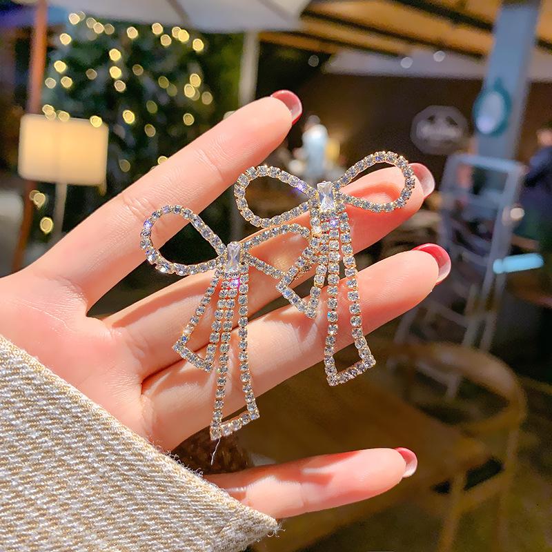 Модные женские висячие серьги с бантом в корейском стиле, серьги с бантом и жемчугом, длинные модные женские украшения